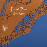 Isle of Palms, South Carolina Stained Wood and Dark Walnut Frame Lake Map Silhouette