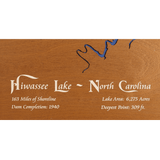 Hiwassee Lake, North Carolina Stained Wood and Dark Walnut Frame Lake Map Silhouette