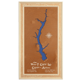 Walter F George Lake, Georgia and Alabama Stained Wood and Distressed White Frame Lake Map Silhouette
