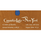 Canadice Lake, New York Stained Wood and Dark Walnut Frame Lake Map Silhouette