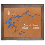 Boone Lake, Tennessee Stained Wood and Dark Walnut Frame Lake Map Silhouette