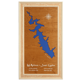 Lake Robinson, Greer, South Carolina Stained Wood and Distressed White Frame Lake Map Silhouette