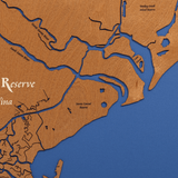 Santee Coastal Reserve, South Carolina Stained Wood and Distressed White Frame Lake Map Silhouette