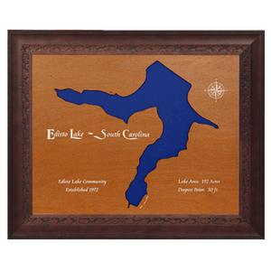 Edisto Lake, South Carolina Stained Wood and Dark Walnut Frame Lake Map Silhouette