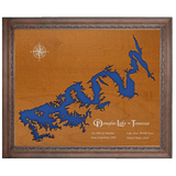 Douglas Lake, Tennessee Stained Wood and Dark Walnut Frame Lake Map Silhouette