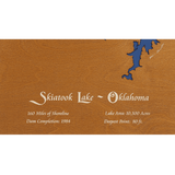 Skiatook Lake, Oklahoma Stained Wood and Distressed White Frame Lake Map Silhouette