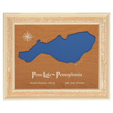 Penn Lake, Pennsylvania Stained Wood and Distressed White Frame Lake Map Silhouette