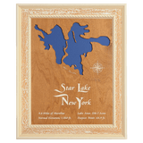 Star Lake, New York Stained Wood and Distressed White Frame Lake Map Silhouette