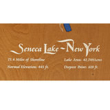 Seneca Lake, New York Stained Wood and Distressed White Frame Lake Map Silhouette