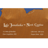 Lake Junaluska, North Carolina Stained Wood and Distressed White Frame Lake Map Silhouette