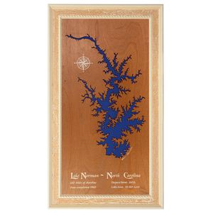 Lake Toxaway, North Carolina Stained Wood and Distressed White Frame Lake Map Silhouette