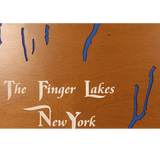 The Finger Lakes, New York Stained Wood and Distressed White Frame Lake Map Silhouette