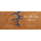Neely Henry Lake, Alabama Stained Wood and Dark Walnut Frame Lake Map Silhouette