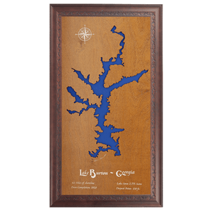 Lake Burton, Georgia Stained Wood and Dark Walnut Frame Lake Map Silhouette