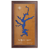 Lake Burton, Georgia Stained Wood and Dark Walnut Frame Lake Map Silhouette