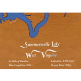 Summersville Lake, West Virginia Stained Wood and Distressed White Frame Lake Map Silhouette