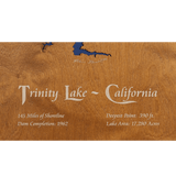 Trinity Lake, California Stained Wood and Distressed White Frame Lake Map Silhouette