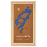 Lake Placid, New York Stained Wood and Distressed White Frame Lake Map Silhouette