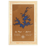 Lake Martin, Alabama Stained Wood and Distressed White Frame Lake Map Silhouette