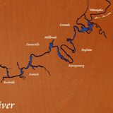 Alabama River, Alabama Stained Wood and Distressed White Frame Lake Map Silhouette