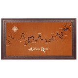 Alabama River, Alabama Stained Wood and Dark Walnut Frame Lake Map Silhouette