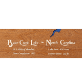 Bear Creek Lake, North Carolina Stained Wood and Dark Walnut Frame Lake Map Silhouette