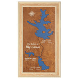The Lakes at Big Canoe, Georgia Stained Wood and Distressed White Frame Lake Map Silhouette