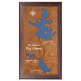 The Lakes at Big Canoe, Georgia Stained Wood and Dark Walnut Frame Lake Map Silhouette