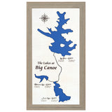The Lakes at Big Canoe, Georgia White Washed Wood and Rustic Gray Frame Lake Map Silhouette