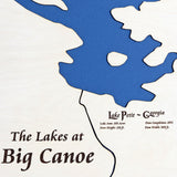 The Lakes at Big Canoe, Georgia White Washed Wood and Rustic Gray Frame Lake Map Silhouette