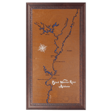 Black Warrior River, Alabama Stained Wood and Dark Walnut Frame Lake Map Silhouette