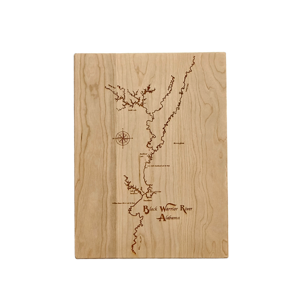 Black Warrior River, Alabama Engraved Cherry Cutting Board