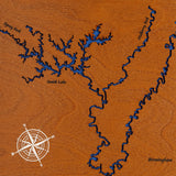 Black Warrior River, Alabama Stained Wood and Dark Walnut Frame Lake Map Silhouette