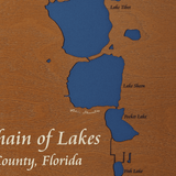 Butler Chain of Lakes, Florida Stained Wood and Distressed White Frame Lake Map Silhouette