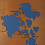 Butler Chain of Lakes, Florida Stained Wood and Distressed White Frame Lake Map Silhouette