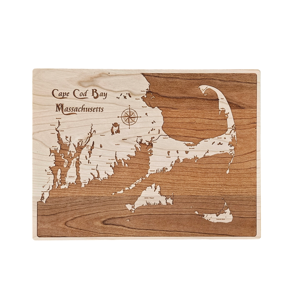 Cape Cod Bay, Massachusetts Engraved Cherry Cutting Board