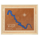 Cedar Cliff Lake, North Carolina Stained Wood and Distressed White Frame Lake Map Silhouette