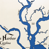 Charleston Harbor, South Carolina White Washed Wood and Distressed Black Frame Lake Map Silhouette