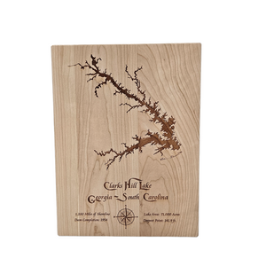 Clarks Hill Lake, Georgia and South Carolina Engraved Cherry Cutting Board