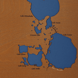 Clermont Chain of Lakes, Florida Stained Wood and Dark Walnut Frame Lake Map Silhouette