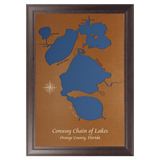 Conway Chain of Lakes, Florida Stained Wood and Dark Walnut Frame Lake Map Silhouette