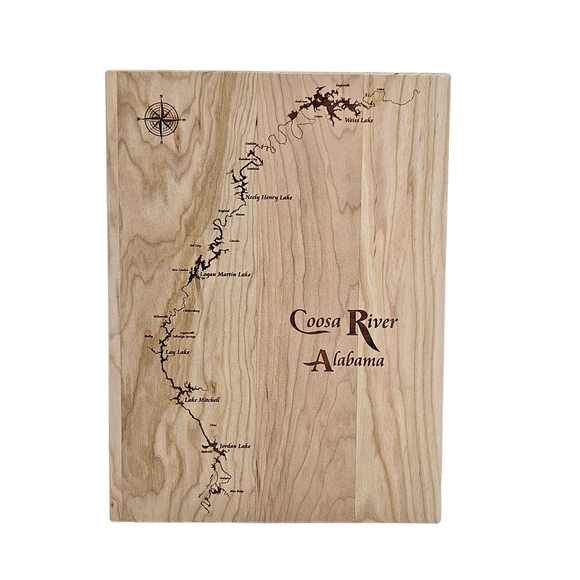 Coosa River, Alabama Engraved Cherry Cutting Board