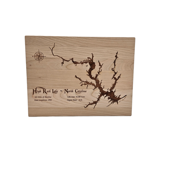 High Rock Lake, North Carolina Engraved Cherry Cutting Board
