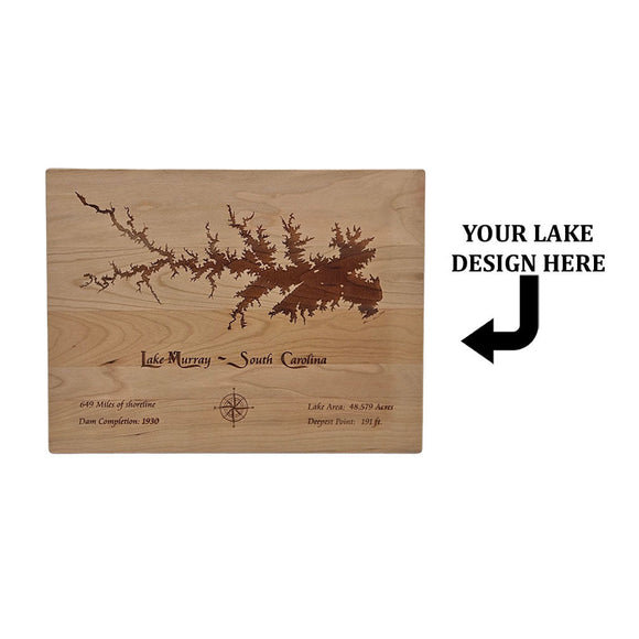 Cane Creek Lake, North Carolina Engraved Cherry Cutting Board