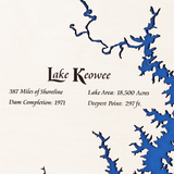 Lake Jocassee, Lake Keowee, South Carolina White Washed Wood and Distressed Black Frame Lake Map Silhouette