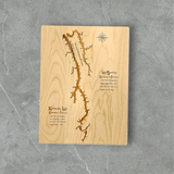 Kentucky Lake and Lake Barkley, Kentucky and Tennessee Engraved Cherry Cutting Board