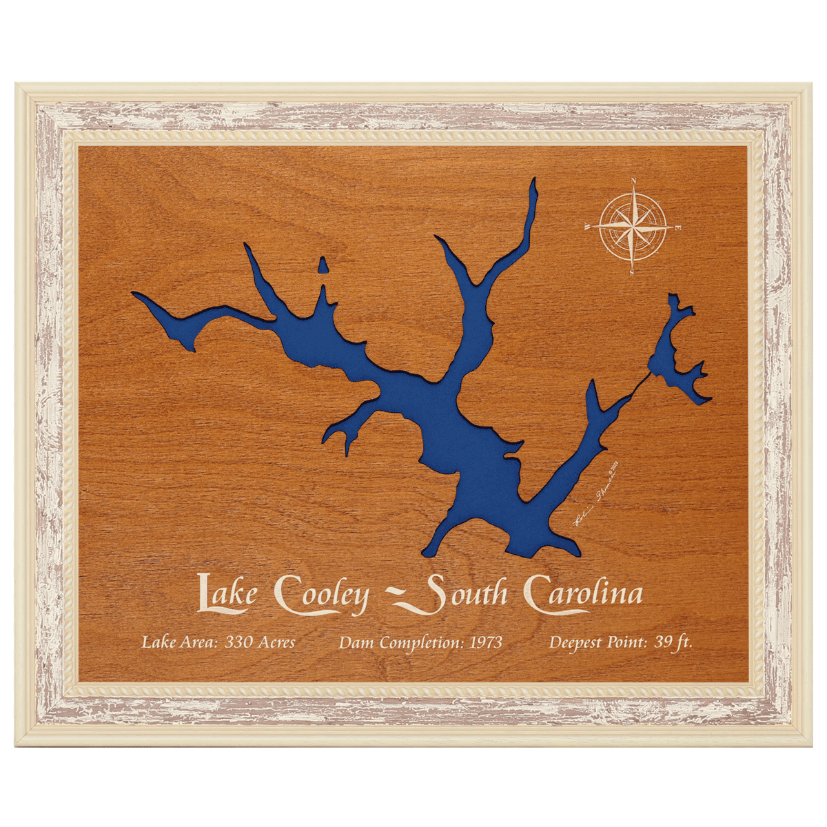 Lake Cooley, South Carolina Stained Wood and Distressed White Frame La ...