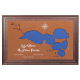 Lake Dora, Florida Stained Wood and Dark Walnut Frame Lake Map Silhouette