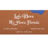Lake Dora, Florida Stained Wood and Dark Walnut Frame Lake Map Silhouette