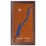 Lake George, New York Stained Wood and Dark Walnut Frame Lake Map Silhouette